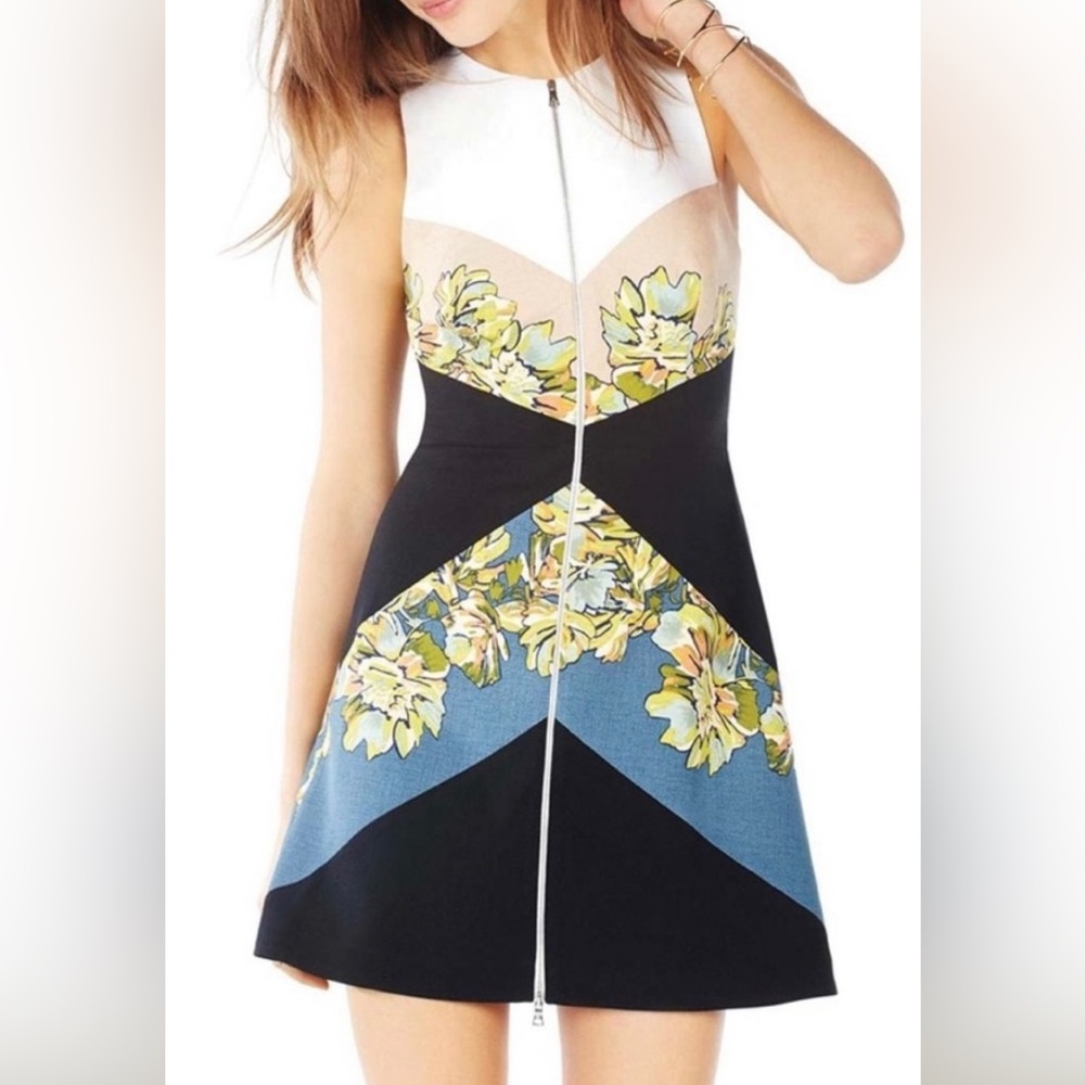 BCBG Max Azaria Women’s Alaina Sleeveless Knee-Length Zippered Dress-Sz 0-EUC